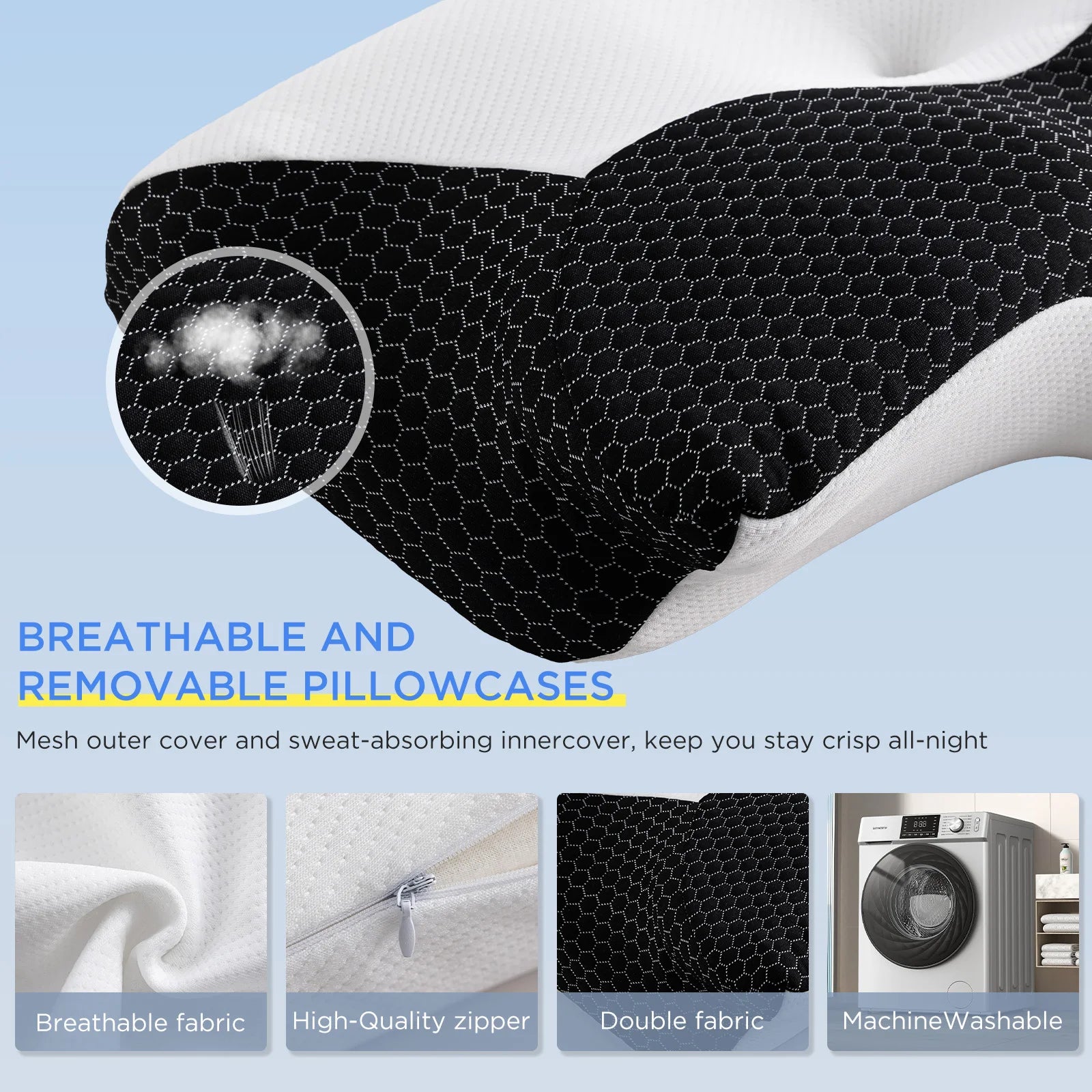Cooling Memory Foam Pillow for Shoulder Pain Relief Supportive Ergonomic Cozy Sleeping Health Care Cervical Neck Pillow