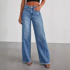 Spring Summer New Women'S Clothing Solid Color Loose Wide Leg Side Seam Stitching Frayed Hem Jeans