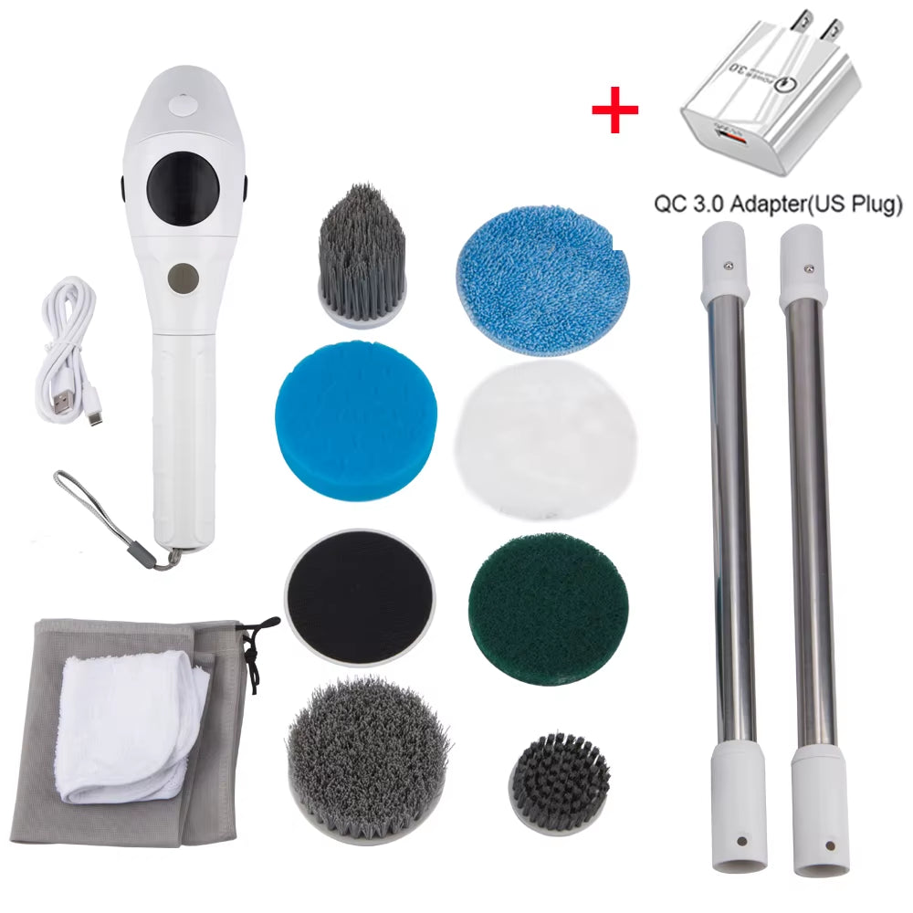 Electric Cleaning Brush 8 in 1 Multifunctional Household Wireless Rotatable Cleaning Brush for Bathroom Kitchen Windows Toilet