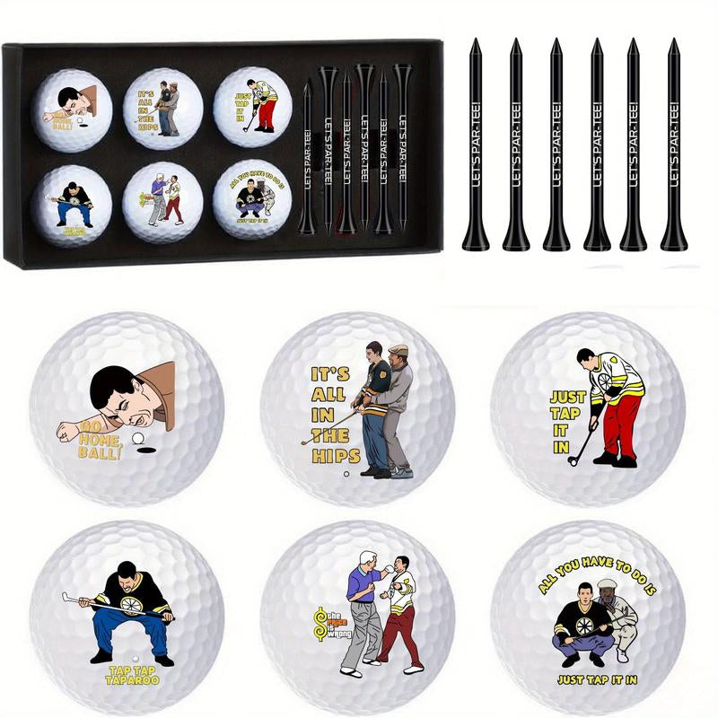13 Pcs Happy Gilmore Design Golf Balls Gifts Set 6 Golf Ball 6 Tees and 1 Box ,Funny Golf Ball and Tee Accessories Retirement Gifts for Dad Husband Grandpa Golf Ball Enthusiasts