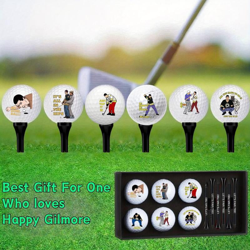 13 Pcs Happy Gilmore Design Golf Balls Gifts Set 6 Golf Ball 6 Tees and 1 Box ,Funny Golf Ball and Tee Accessories Retirement Gifts for Dad Husband Grandpa Golf Ball Enthusiasts