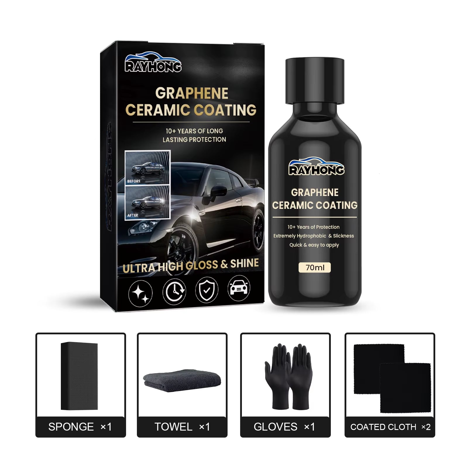 70Ml Car Graphene Ceramic Coating Waterproof Coating Car Detailing Coating Polishing Liquid Glass Plated Crystal Car Accessory