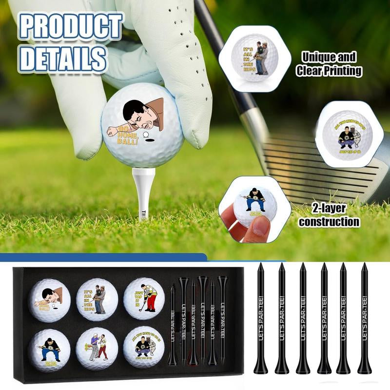 13 Pcs Happy Gilmore Design Golf Balls Gifts Set 6 Golf Ball 6 Tees and 1 Box ,Funny Golf Ball and Tee Accessories Retirement Gifts for Dad Husband Grandpa Golf Ball Enthusiasts