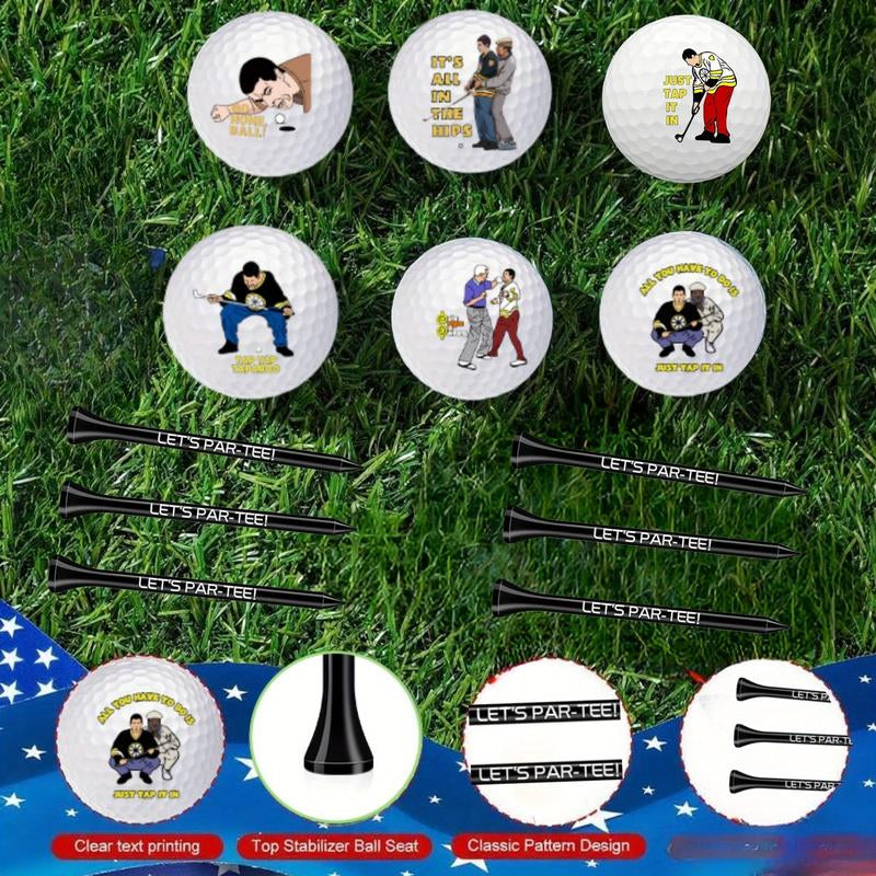 13 Pcs Happy Gilmore Design Golf Balls Gifts Set 6 Golf Ball 6 Tees and 1 Box ,Funny Golf Ball and Tee Accessories Retirement Gifts for Dad Husband Grandpa Golf Ball Enthusiasts