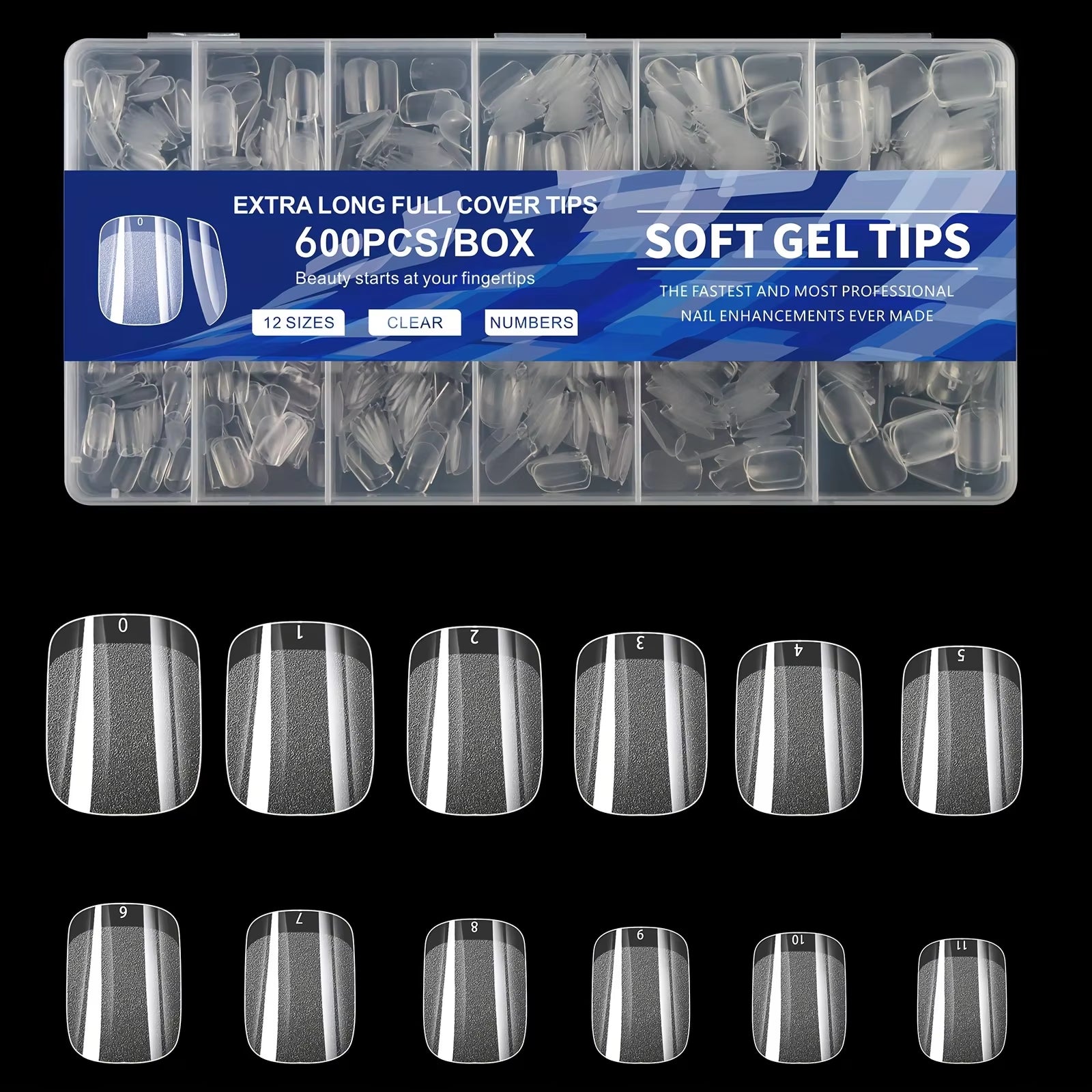 600Pcs Gel Nail Tips Half Matte Clear Acrylic Nail Tips False Nail Tips for Nail Extension Manicure Tools for Nail Art Salon