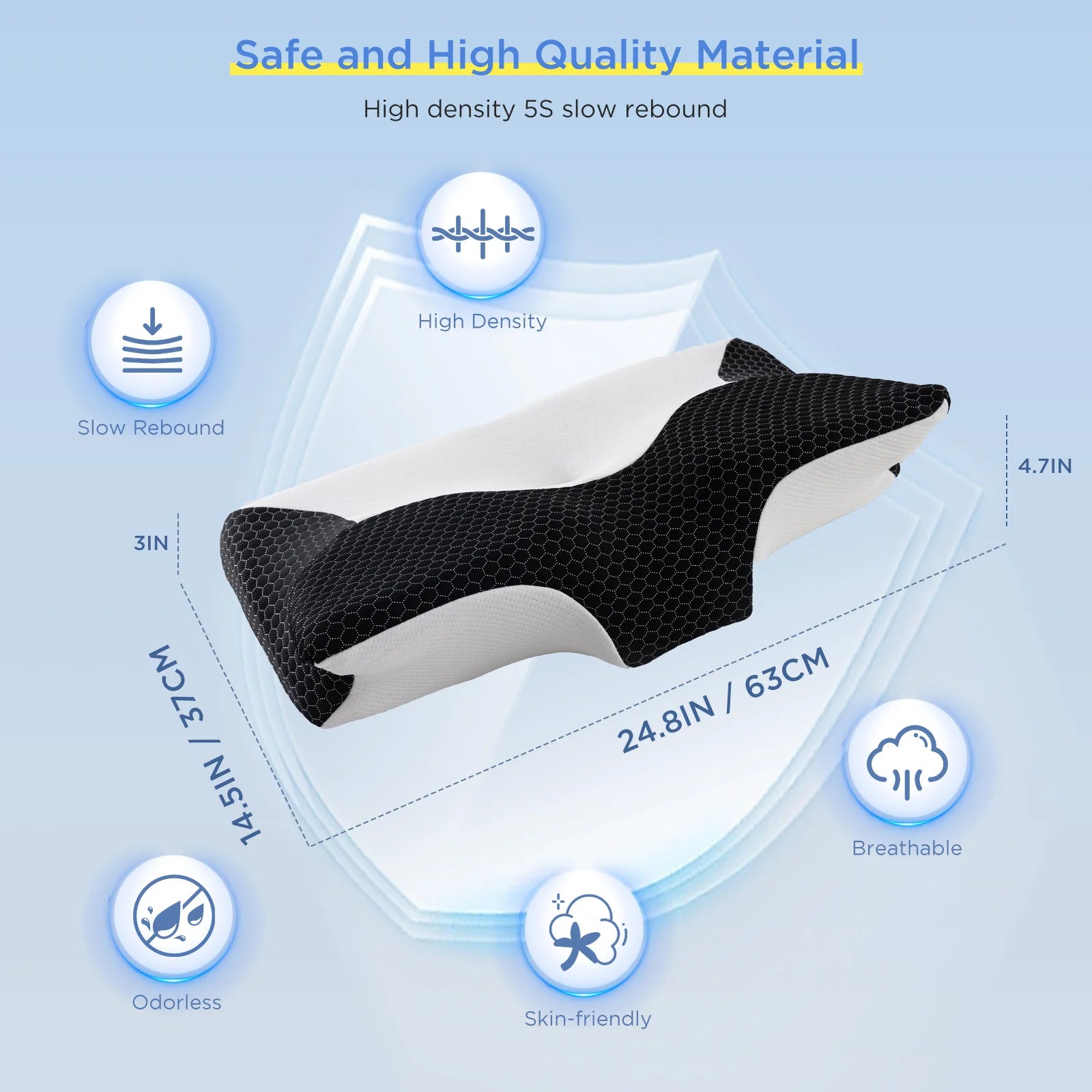 Cooling Memory Foam Pillow for Shoulder Pain Relief Supportive Ergonomic Cozy Sleeping Health Care Cervical Neck Pillow